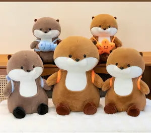 Schattige otter knuffels van zachte stof met leuke rugzak accessoires, perfecte cadeautjes.