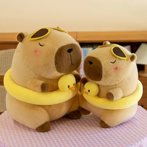Simpatico Peluche Capibara con Salvagente Morbido Animale di Peluche Cuscino Estivo