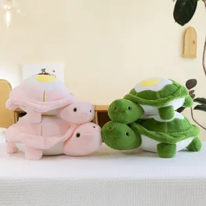 Cute fried egg turtle plush toy, soft stuffed animal pillow, cute room decor gift for kids.