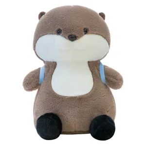 Schattig otter pluche speelgoed met rugzak, zachte knuffel voor meisjes, hoofdweergave