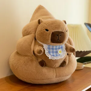 Süßes Kapibara Plüschtier mit Kissen in Kackhaufen Form Weiche Kuscheltier Puppe Deko