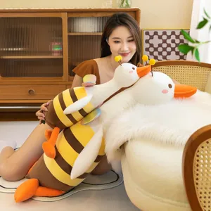 Simpatico cuscino di peluche con ape d'oca gigante, morbida bambola per ragazze e bambini.