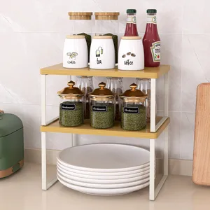 Kitchen countertop spice rack 2-tier storage shelf organizer for home kitchen storage