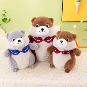 Cute plush marmot doll toys with sailor collars, soft stuffed animal companion for kids home decor.