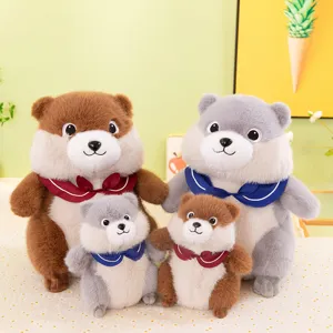 Cute marmot plush toy set with sailor collars, soft stuffed animal dolls for home decor and kids.
