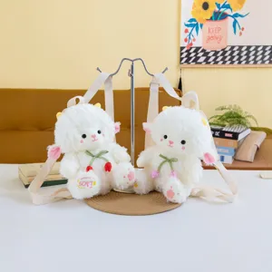 Zaino morbido di peluche a forma di agnello bambola kawaii borsa per regalo di compleanno