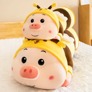 Simpatico maialino ape peluche cuscino lungo per corpo morbido animale di peluche regalo bambini