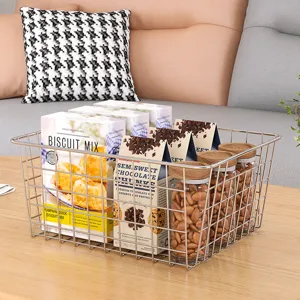 Durable 304 stainless steel wire storage basket for desktop snack and sundry organizer