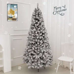 Sapin de Noël Artificiel Floconné Neige PE Aiguilles de Pin Sapin de Noël Avec Support en Métal Pour Intérieur Maison Centre Commercial Décoration