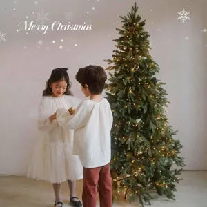 Nordic style artificial Christmas tree set with warm LED lights for home decor