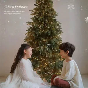 Large Nordic style artificial Christmas tree set with warm LED lights for home decor