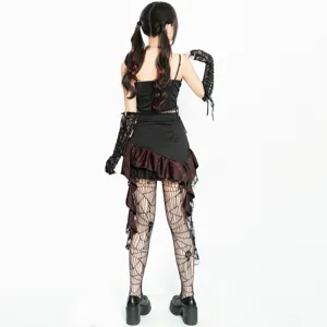 Gothik Cosplay Outfit Dunkler Stil Bustier Rock Set Damen Halloween Party Kostüm