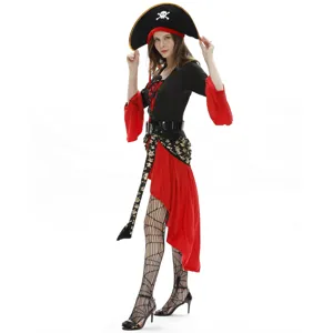 Women's pirate costume Halloween cosplay outfit Caribbean queen dress with hat and stockings
