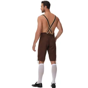 Men Oktoberfest German Beer Festival Costume Traditional Lederhosen Outfit with Suspenders