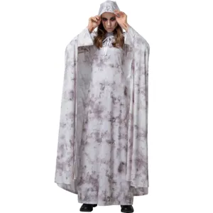 Femmes Halloween Mariée Fantôme Robe de Sorcier Gothique Tie Dye Cape à Capuche Et Robe Zombie Vampire Tenue de Performance