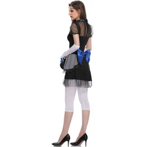 Halloween Cosplay Costume Black Gothic Maid Dress Set for Women Party Outfit Style