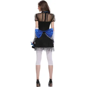 Halloween zombie doll cosplay costume maid dress party stage outfit black and blue