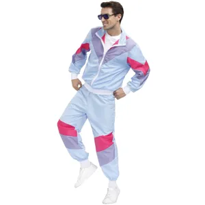 Tuta sportiva rétro colorblock uomo anni 80 costume per festa di Halloween e cosplay