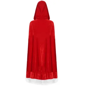 Mantello natalizio rosso con cappuccio e bordo in pelliccia sintetica per feste