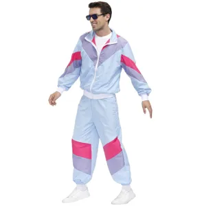 Tuta sportiva rétro colorblock anni 80 da uomo giacca e pantaloni sportivi vintage