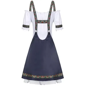 Traditional German Oktoberfest dirndl dress costume for women, classic Bavarian beer maid outfit.