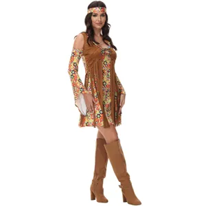 déguisement hippie rétro années 70 pour femme robe franges disco cosplay halloween