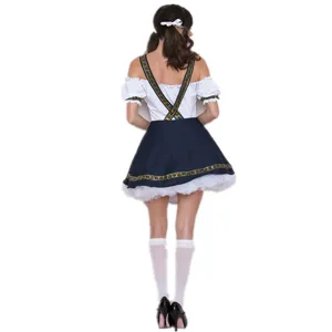 German Oktoberfest beer maid costume dress, traditional bavarian festival cosplay outfit.