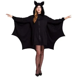 Costume da Pipistrello di Halloween per Donna Vestito in Velluto con Cappuccio e Ali Completo Cosplay da Vampiro Abito Gotico