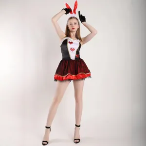 Costume de lapin sexy pour femme, jolie tenue de cosplay de bunny pour Halloween et fêtes.
