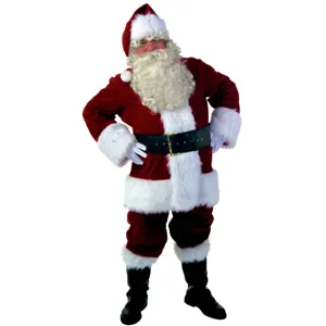 High quality plush Santa Claus costume set for adult men Christmas holiday party cosplay outfit