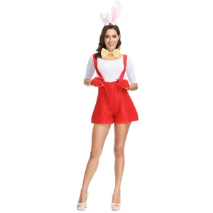 Sexy Halloween bunny costume for women cosplay outfit with cute ears bow and shorts.