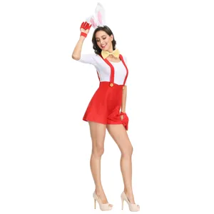 Details of the playful bunny girl cosplay costume set, featuring cute ears and bow tie.