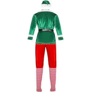 Costume da Elfo di Natale da Uomo Taglia Forte Vestito Cosplay Babbo Festa Spettacolo