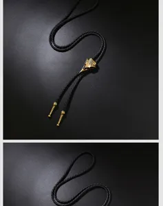 Detailansicht der Vintage Bronze Phönix Bolo Tie mit geflochtener Lederkordel
