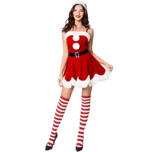 Conjunto de disfraz de Navidad sexy, ropa de juego de rol de fiesta para mujer con detalle.