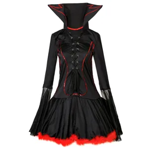 Halloween vampire costume black red gothic dress cosplay role play outfit women party wear