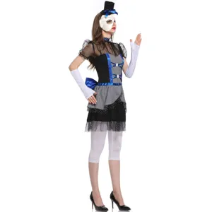 Halloween party cosplay costume, black and white checkered dress, stage performance outfit.