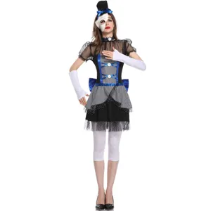 Halloween gothic cosplay costume set with dress, mask and accessories for party events.