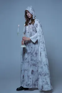 Déguisement de cape à capuche de sorcière d'Halloween pour femme, robe vampire gothique.