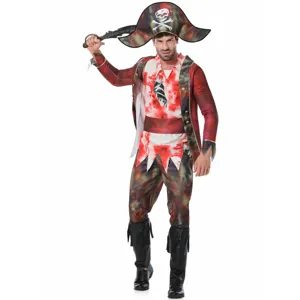 Costume da Capitano dei Pirati dei Caraibi da Uomo Halloween Set Zombie Insanguinato Con Cappello Pantaloni Cosplay