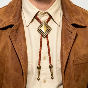 Ρετρό Γουέστερν Καουμπόικη Γραβάτα Bolo Tie Για Άνδρες Γυναίκες Τιρκουάζ Γεωμετρικό Κράμα Κρεμαστό Πλεγμένο Δερμάτινο Κορδόνι Κολιέ Μόδας Κοσμήματα