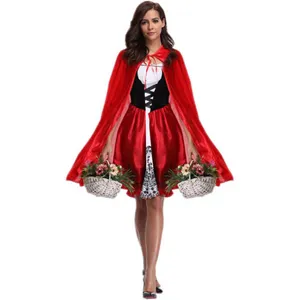 Women Red Riding Hood Costume Halloween Cosplay Cape Dress Stage Performance Outfit S-3XL New