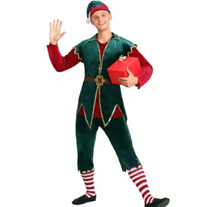 Déguisement elfe de Noël pour homme femme fête cosplay tenue rouge vert costume festif