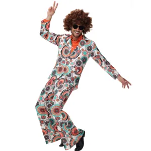 Costume disco homme annees 70 fete retro pantalon patte d'eph vetement Halloween detail