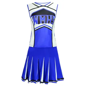 Blue white cheerleading uniform top skirt set WMHS costume performance outfit S-XL