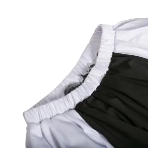 Detailed view of black and white cosplay costume pleated waistband for Halloween parties.