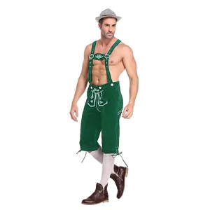 Traditional German Oktoberfest lederhosen costume with suspenders for men festival party event