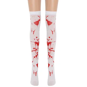 Halloween blood splatter over-the-knee socks horror costume party roleplay hosiery