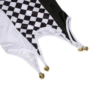 Black and white checkered jester collar with gold bells for Halloween party costume dress up