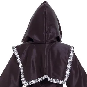 Halloween mittelalterliche Punk Hexe Kapuze Sensenmann Umhang mit Totenkopf Druck